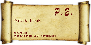 Petik Elek névjegykártya